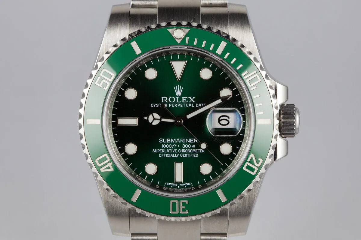 2011 Rolex Green Submariner 116610LV with Box and Papers