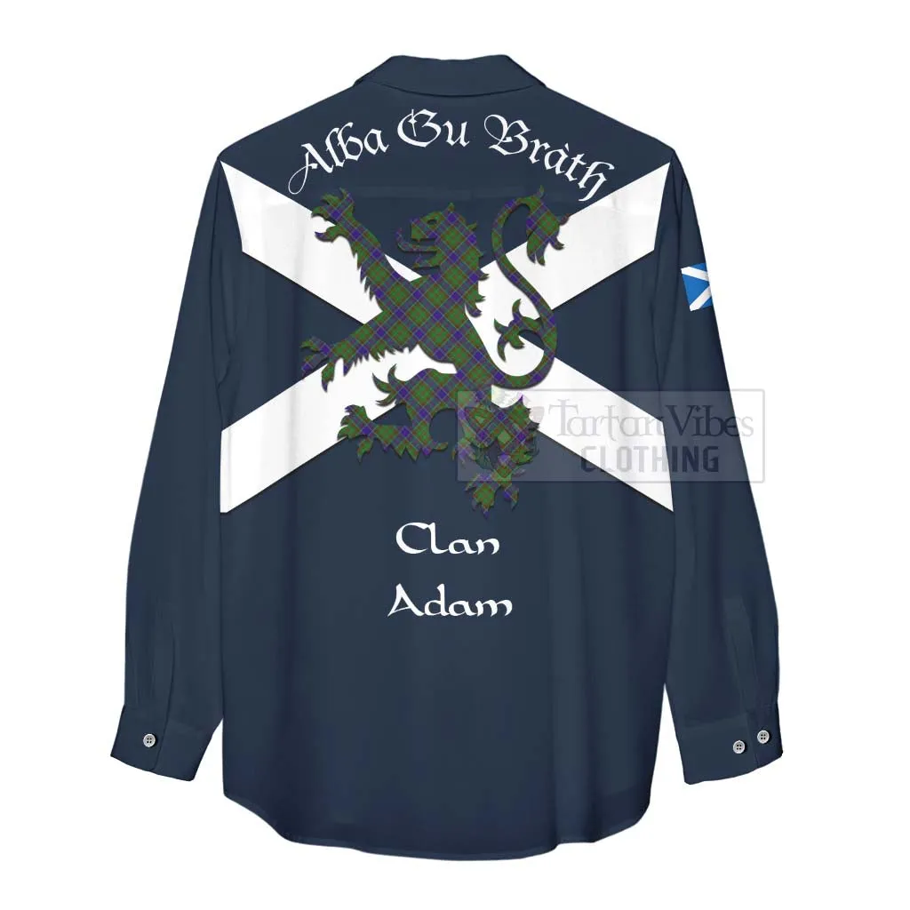Adam Tartan Lion Rampant Women's Casual Shirt Proudly Display Your Heritage with Alba Gu Brath and Clan Name