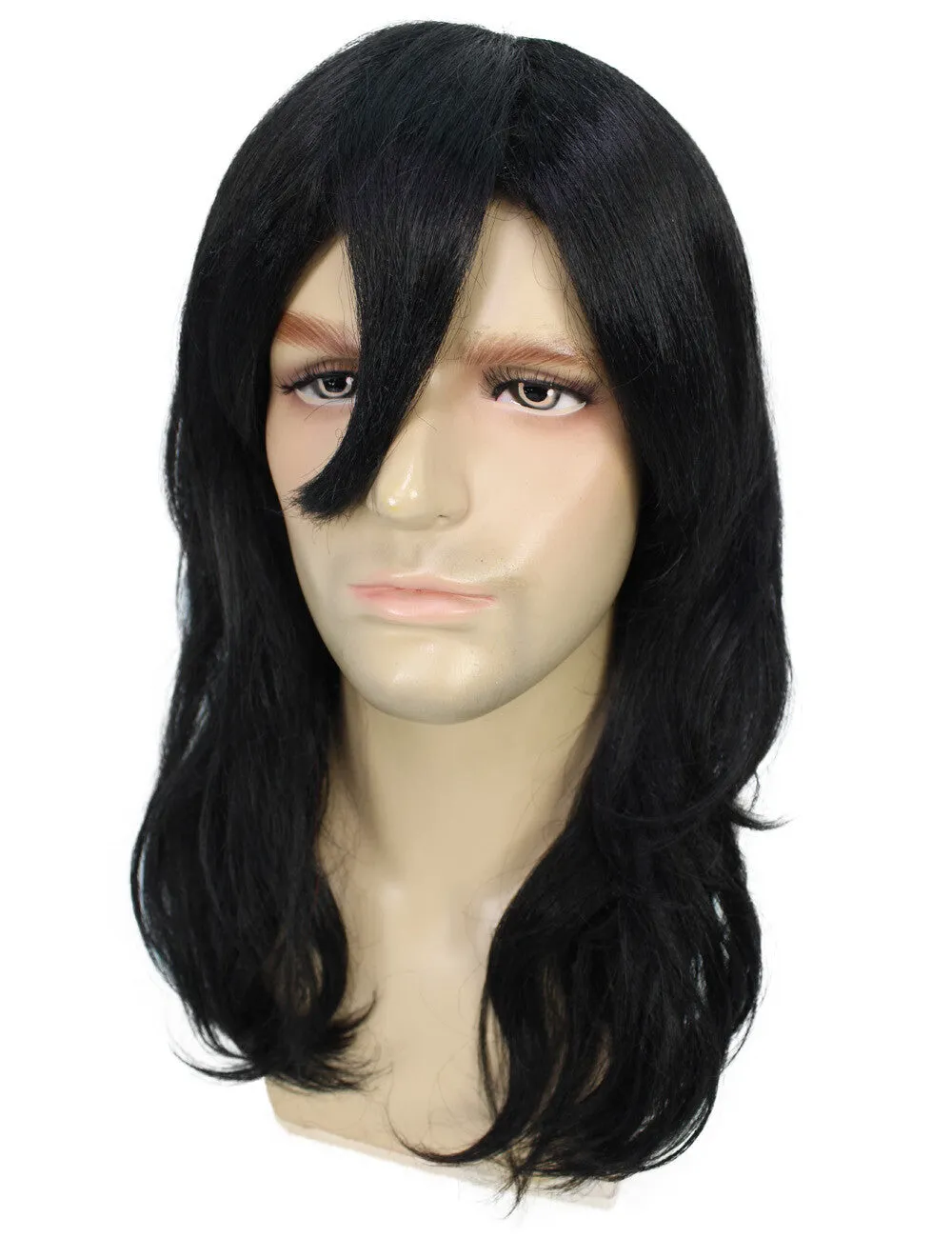 Adult Men's Medium Black Wig| Perfect for Halloween| Flame-retardant Synthetic Fiber