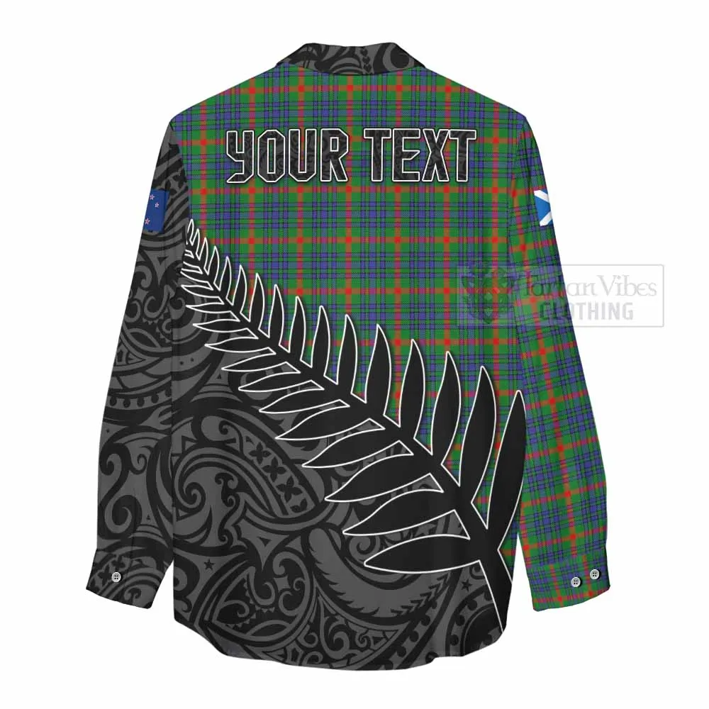 Aiton Crest Tartan Women's Casual Shirt with New Zealand Silver Fern Half Style