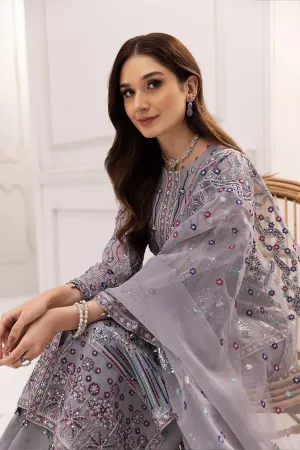 Alizeh Rang-e-Mehr Formal Collection – Embroidered Chiffon Zinc - V14D06