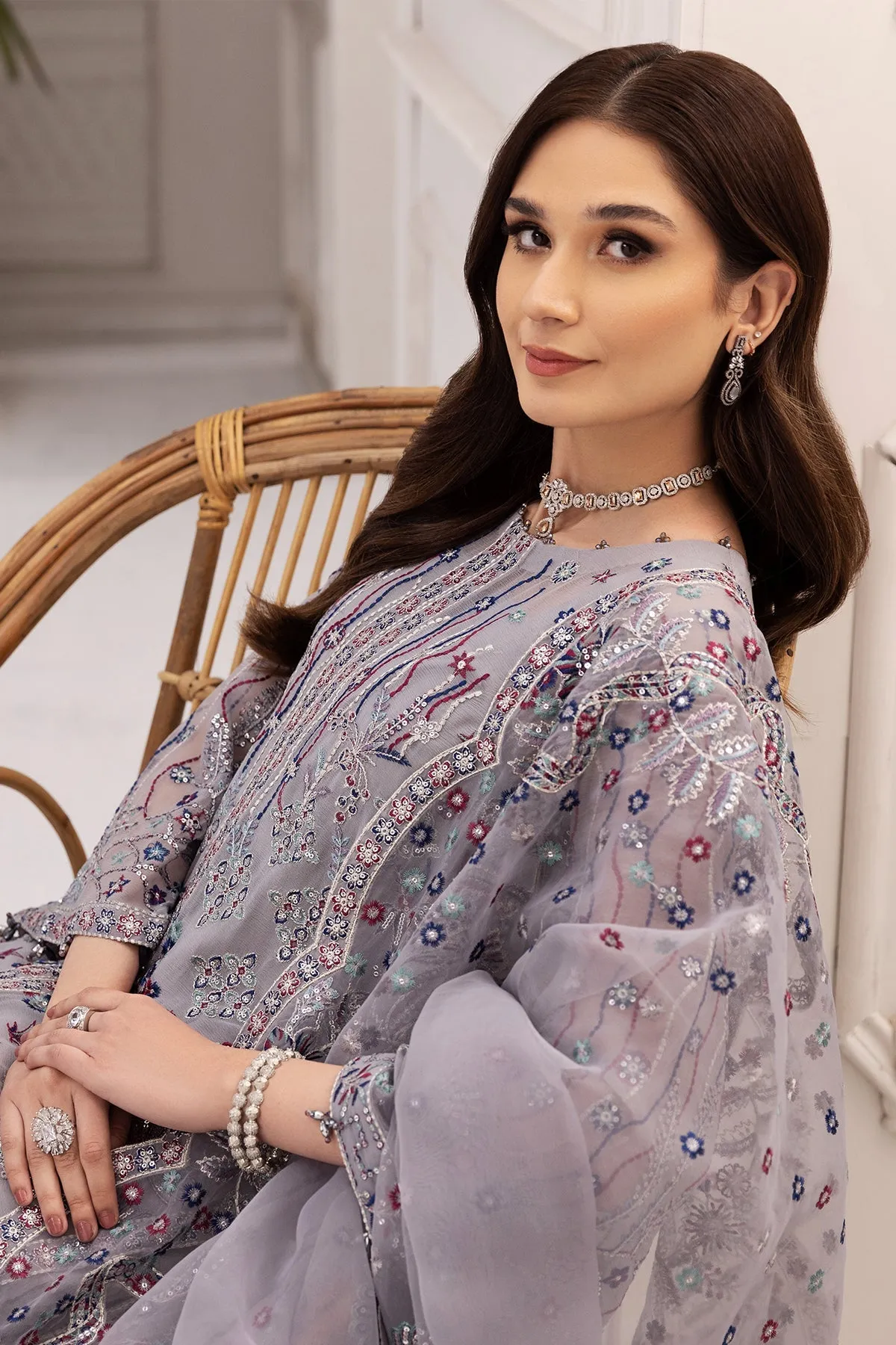 Alizeh Rang-e-Mehr Formal Collection – Embroidered Chiffon Zinc - V14D06