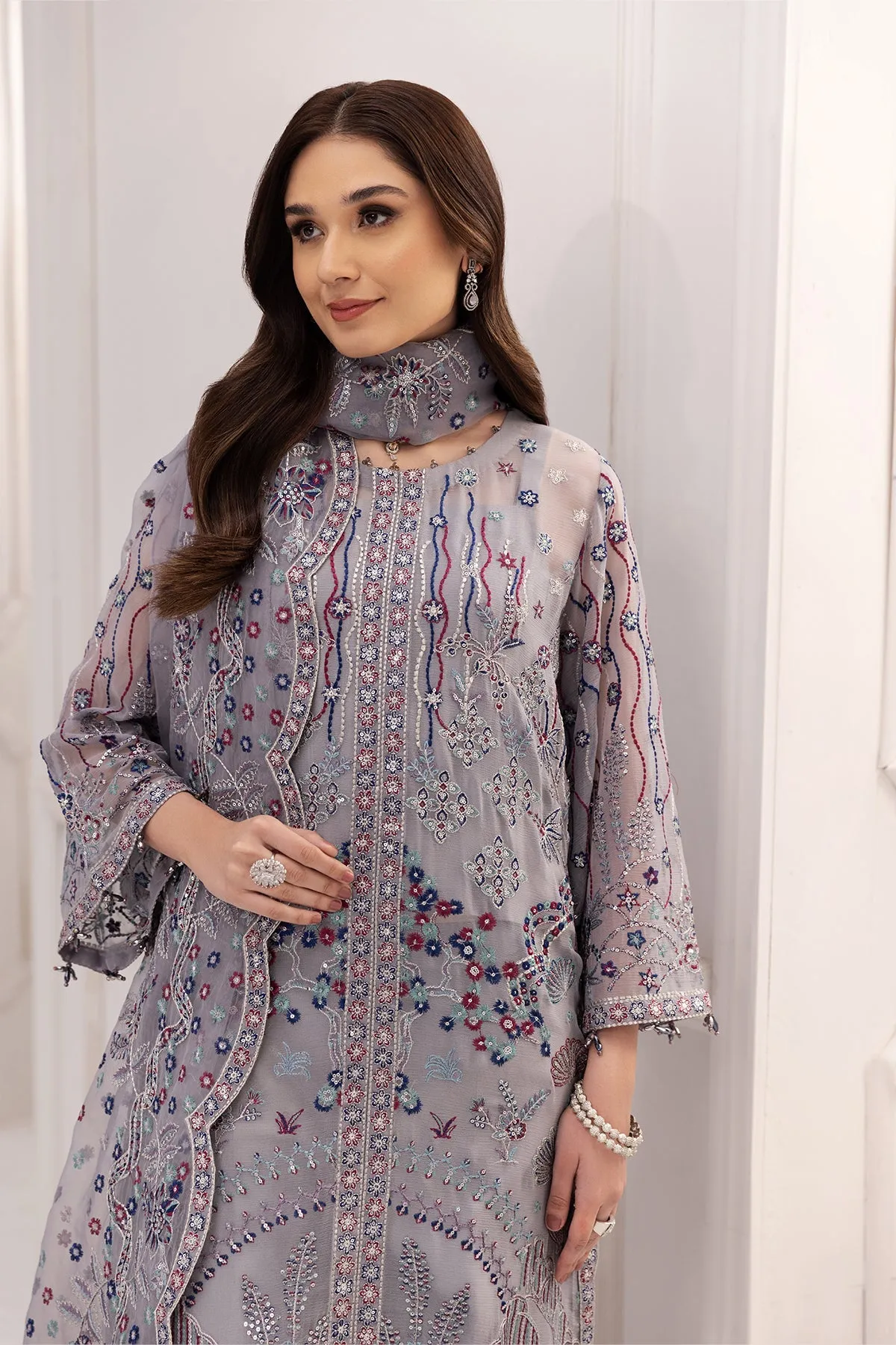 Alizeh Rang-e-Mehr Formal Collection – Embroidered Chiffon Zinc - V14D06