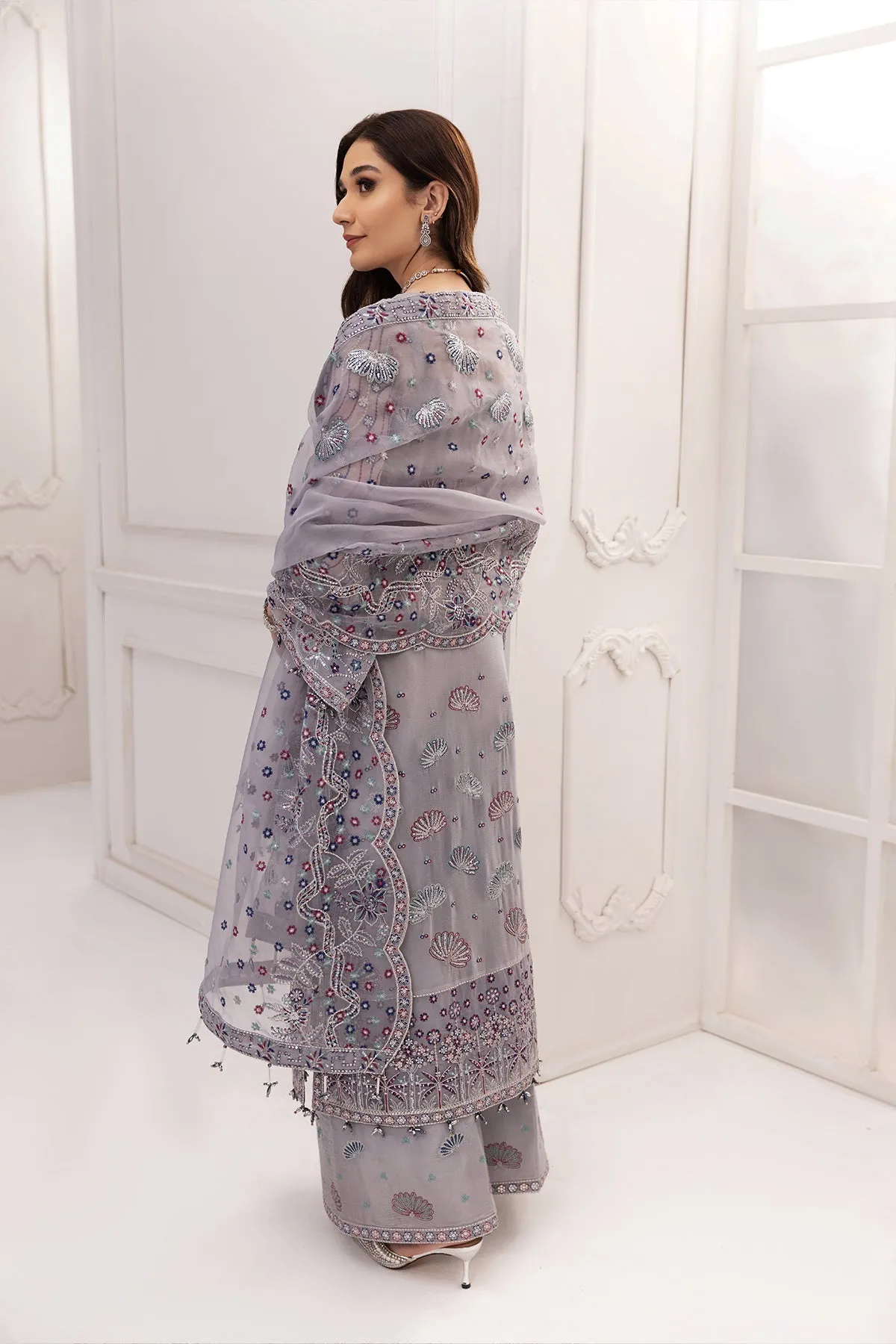 Alizeh Rang-e-Mehr Formal Collection – Embroidered Chiffon Zinc - V14D06