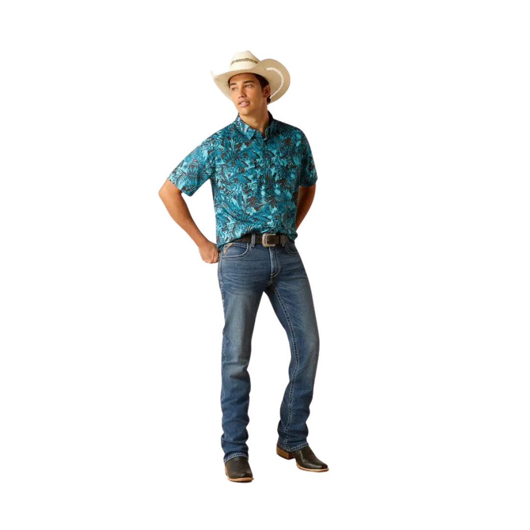 Ariat Men's Venttek Ss Print Black Blue Shirt