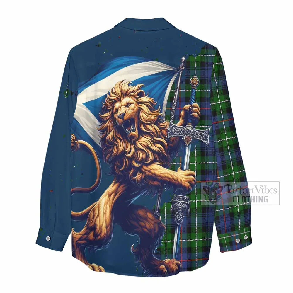 Baillie (Bailey) Tartan Family Crest Women's Casual Shirt with Scottish Majestic Lion