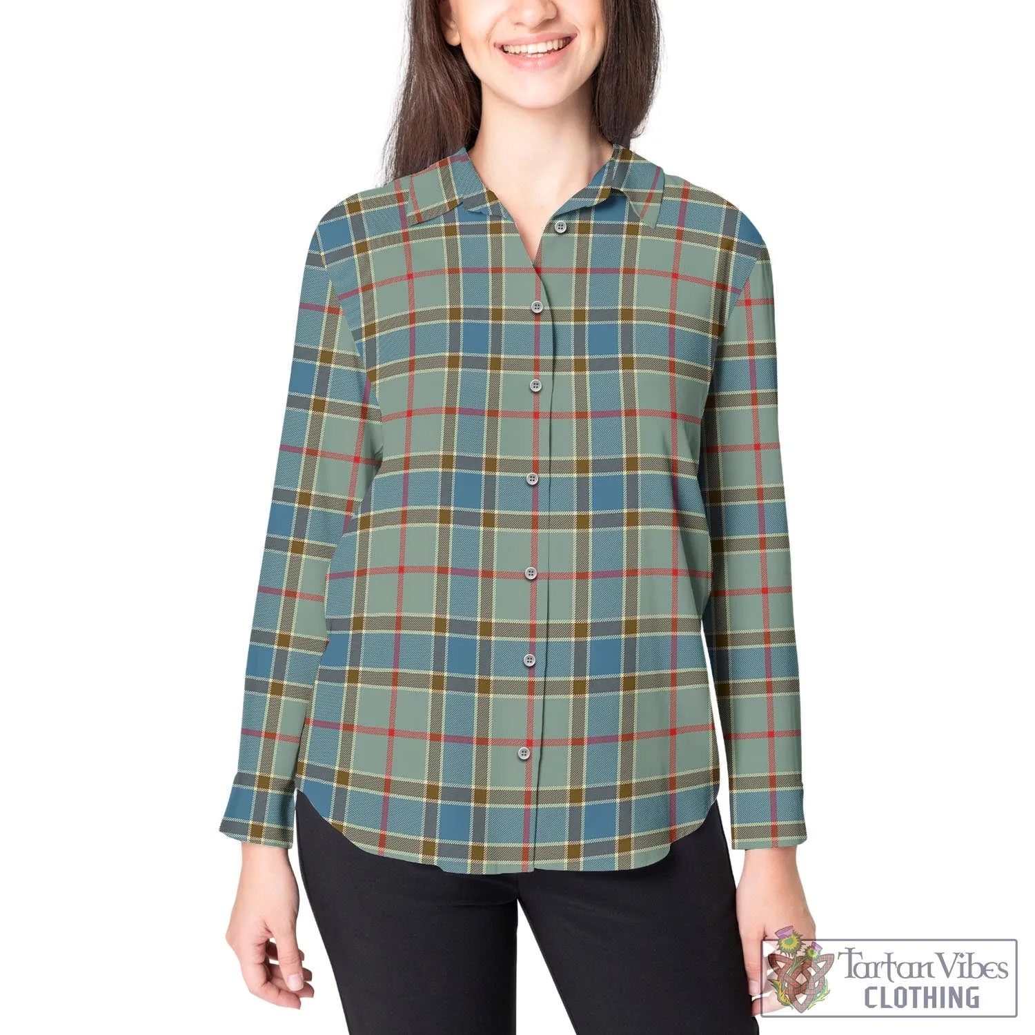 Balfour Blue Tartan Women's Casual Shirt