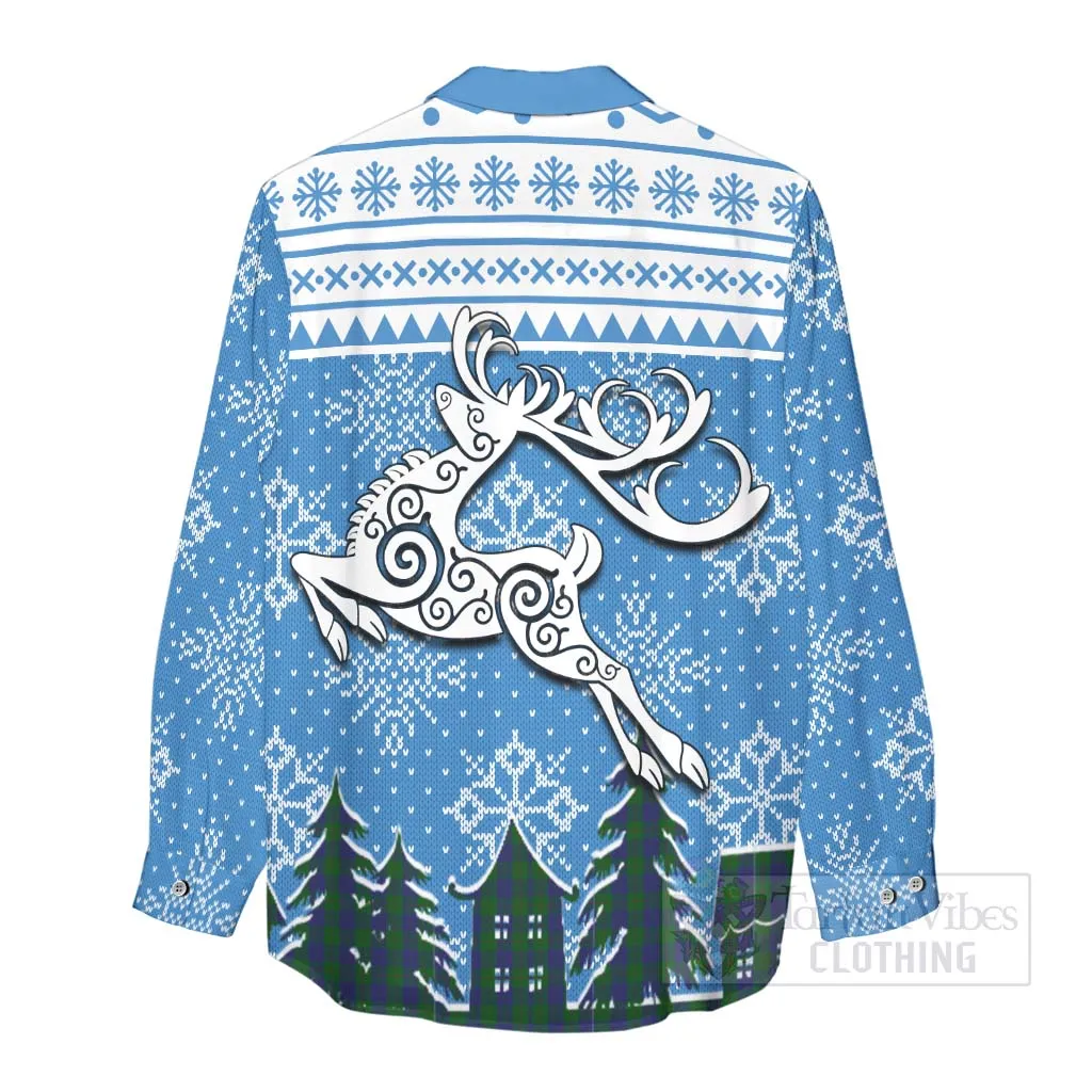 Barclay Clan Christmas Women's Casual Shirt Celtic Reindeer Style