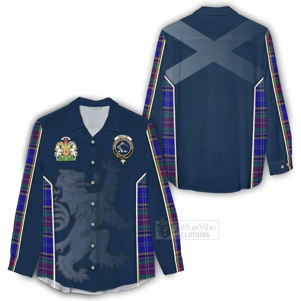 Beattie (Beatty) Tartan Women's Casual Shirt with Family Crest and Lion Rampant Vibes Sport Style