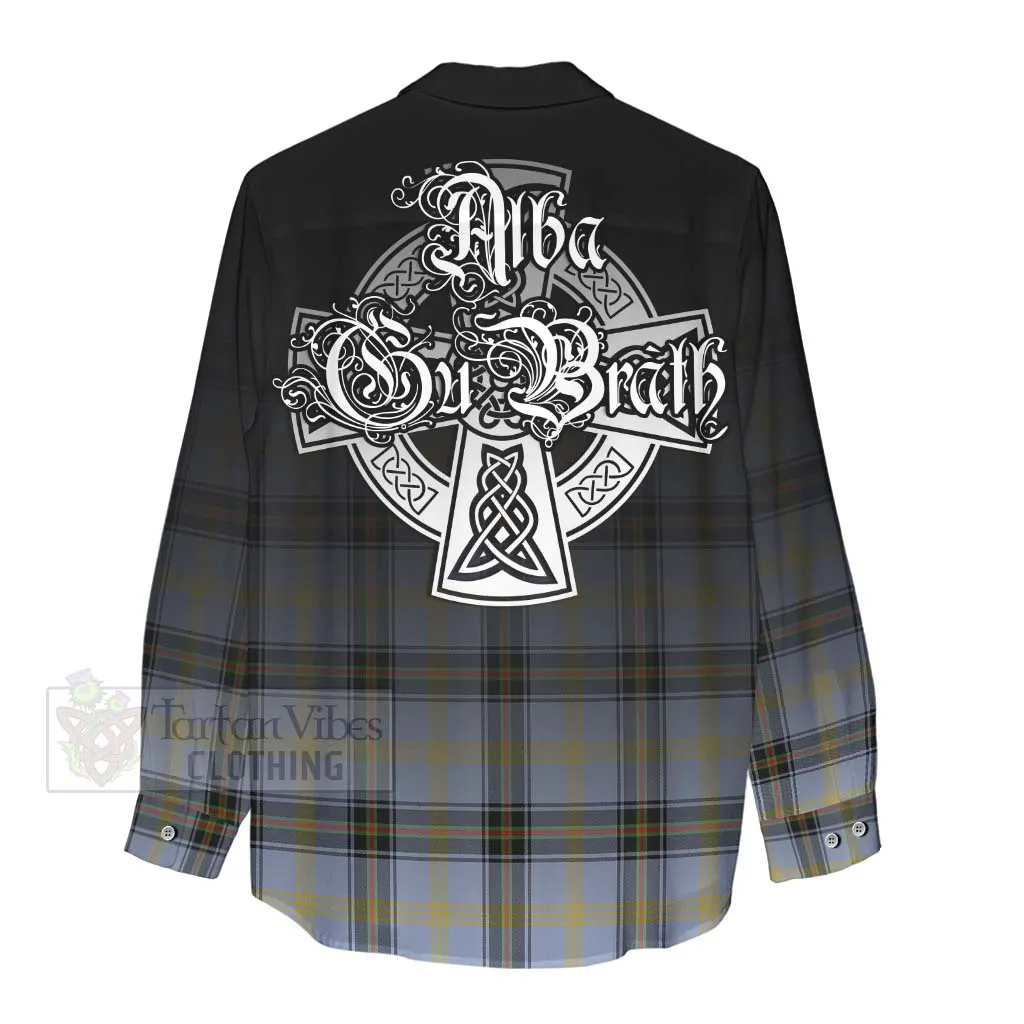 Bell Tartan Women's Casual Shirt Featuring Alba Gu Brath Family Crest Celtic Inspired