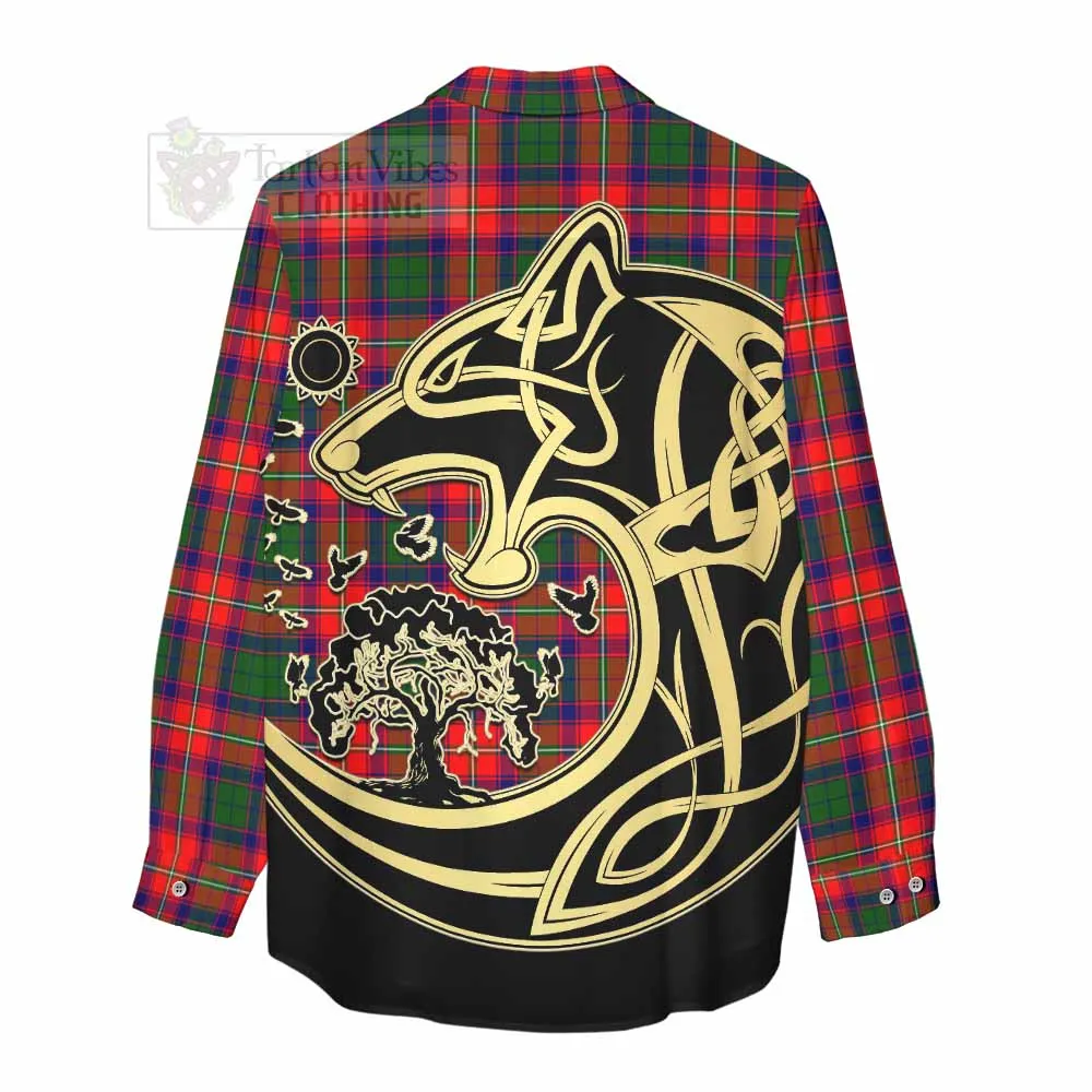 Belshes (Belsches) Tartan Women's Casual Shirt with Family Crest Celtic Wolf Style