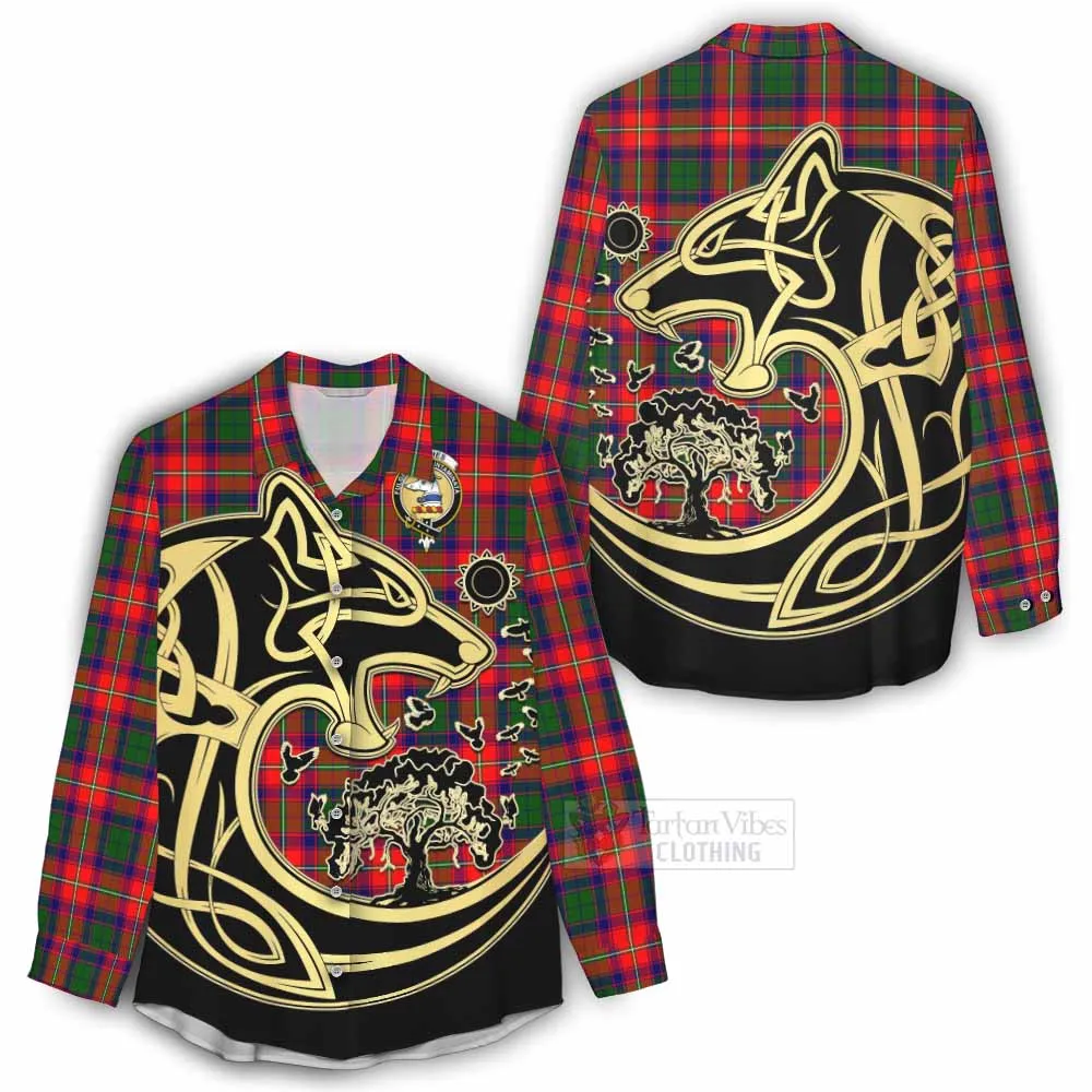 Belshes (Belsches) Tartan Women's Casual Shirt with Family Crest Celtic Wolf Style