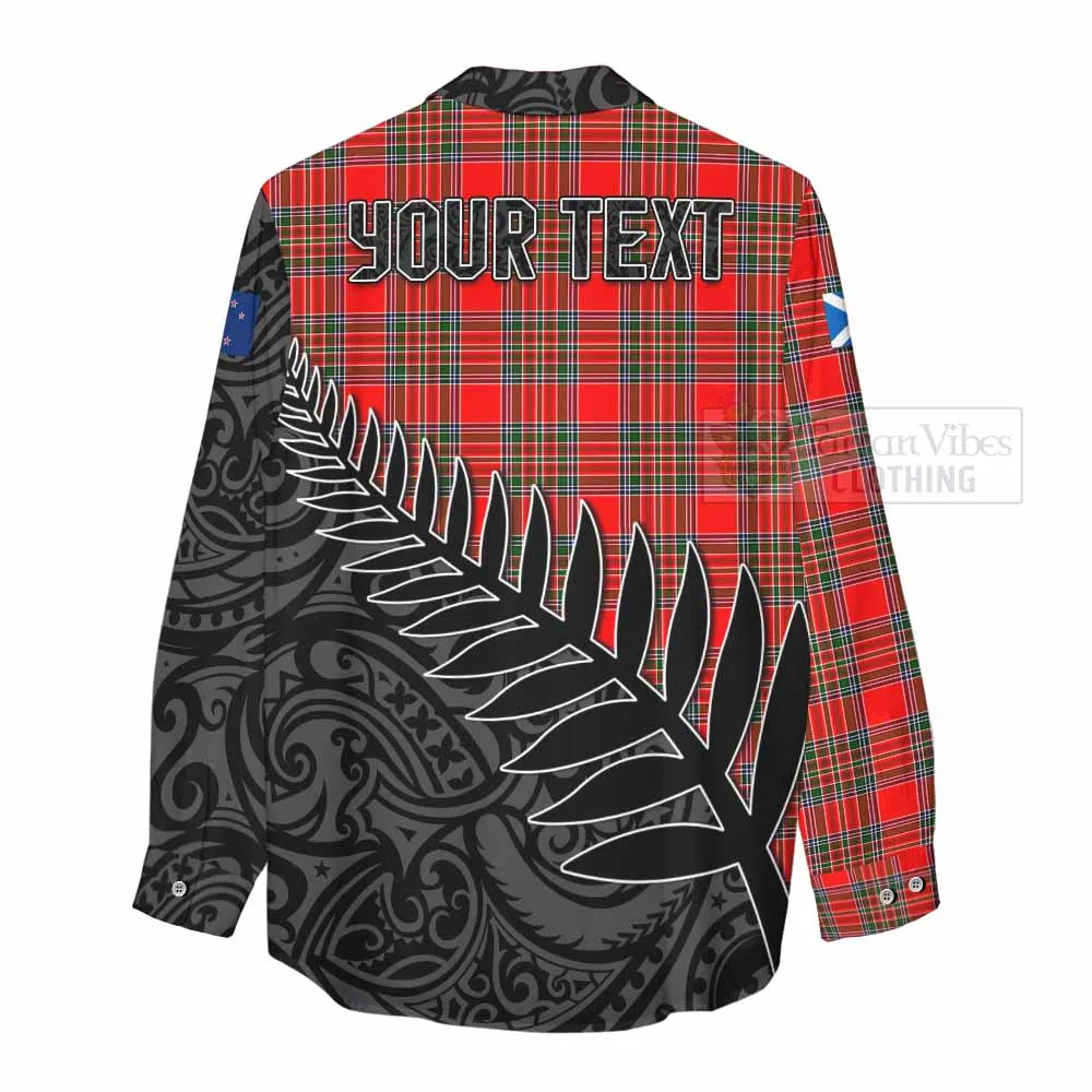 Binning Crest Tartan Women's Casual Shirt with New Zealand Silver Fern Half Style