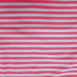 Blue and Pink 3/8" Stripes on Cotton/Spandex Jersey Fabric