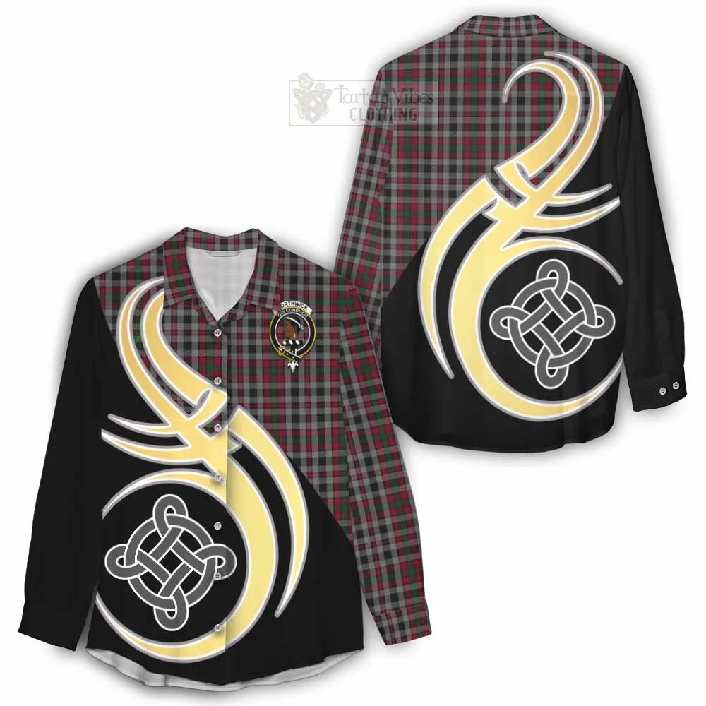 Borthwick Tartan Women's Casual Shirt with Family Crest and Celtic Symbol Style