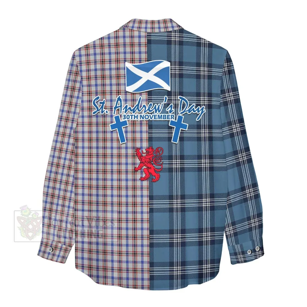 Boswell Tartan Women's Casual Shirt Happy St. Andrew's Day Half Tartan Style