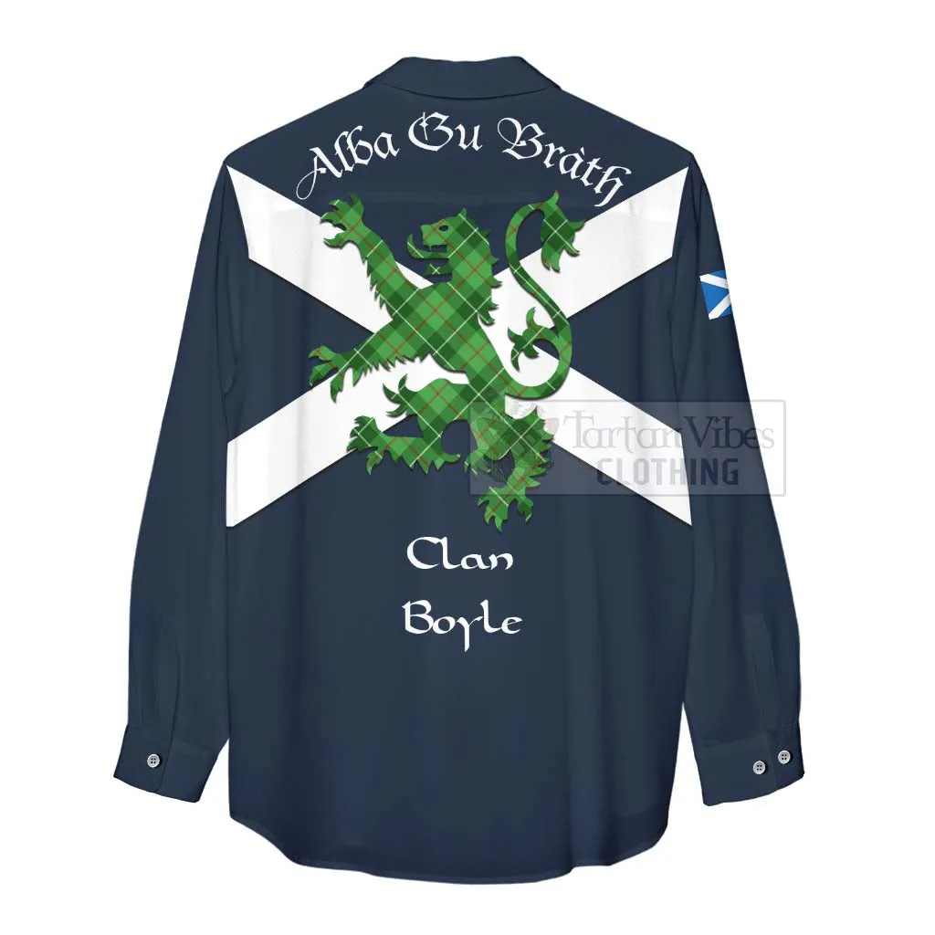Boyle Tartan Lion Rampant Women's Casual Shirt Proudly Display Your Heritage with Alba Gu Brath and Clan Name