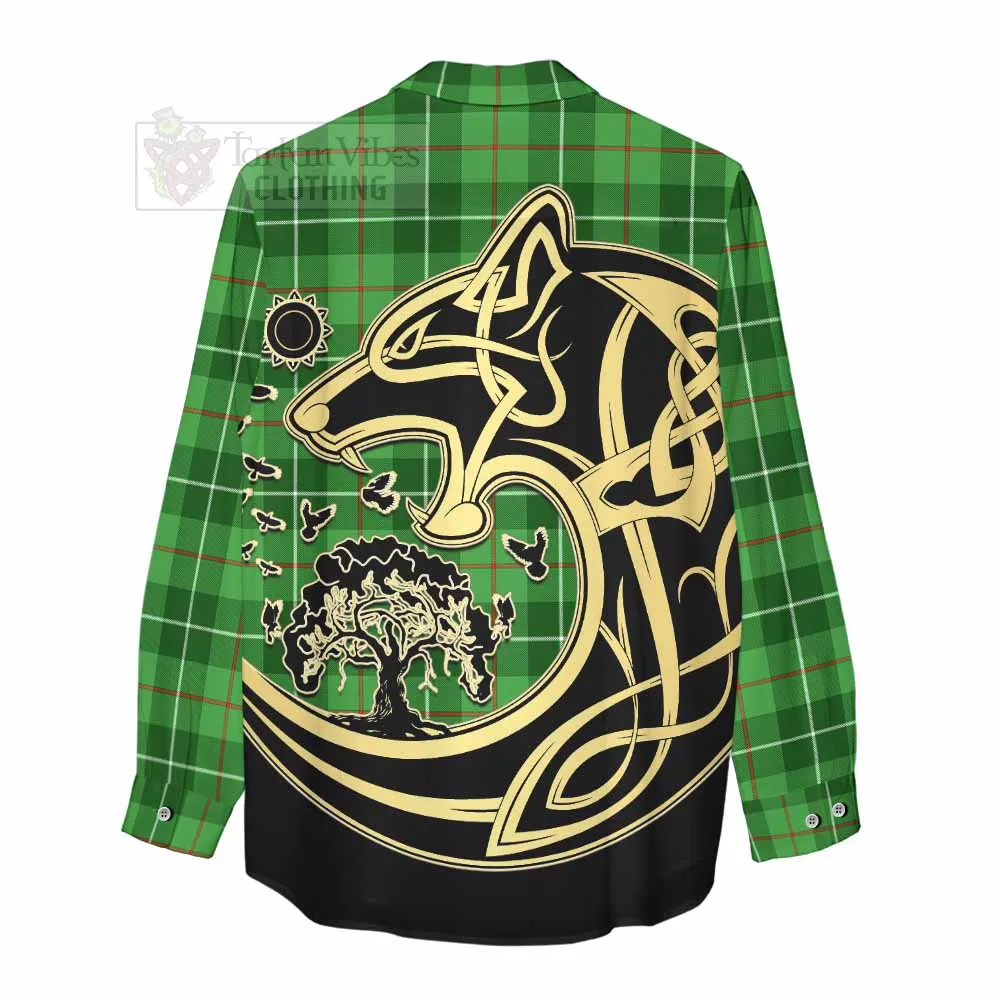 Boyle Tartan Women's Casual Shirt with Family Crest Celtic Wolf Style