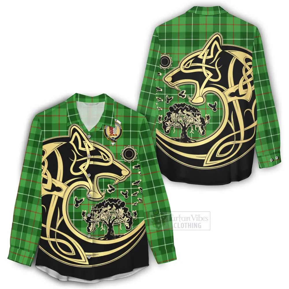 Boyle Tartan Women's Casual Shirt with Family Crest Celtic Wolf Style