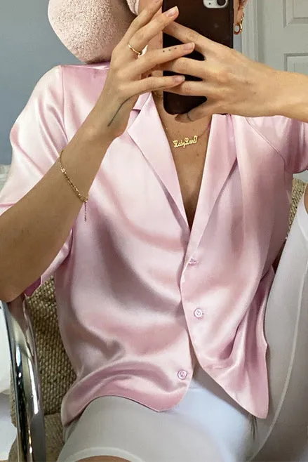 Casual Button Down Satin Shirt