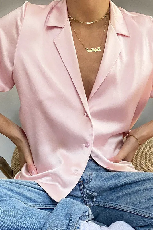 Casual Button Down Satin Shirt