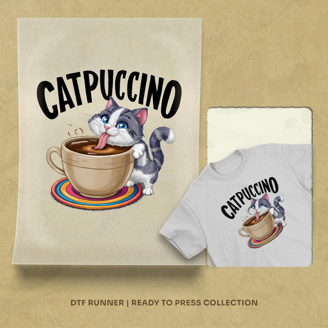 Catpuccino dtf prints