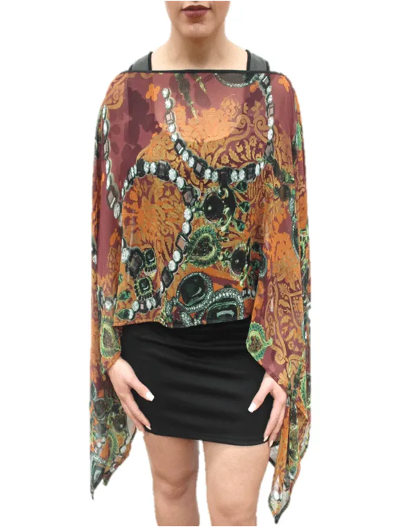 Chain Print Beach Cover up - Brown/Green