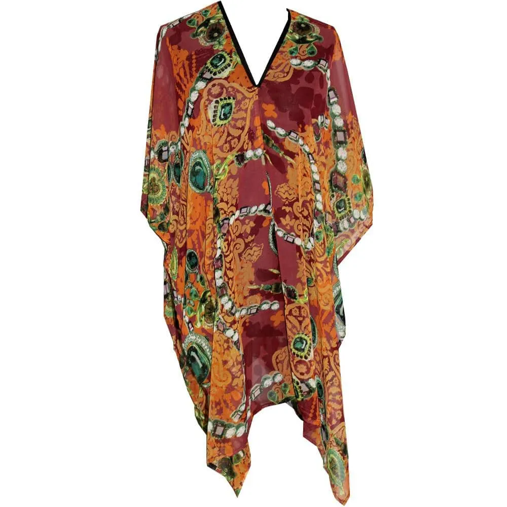 Chain Print Beach Cover up - Brown/Green