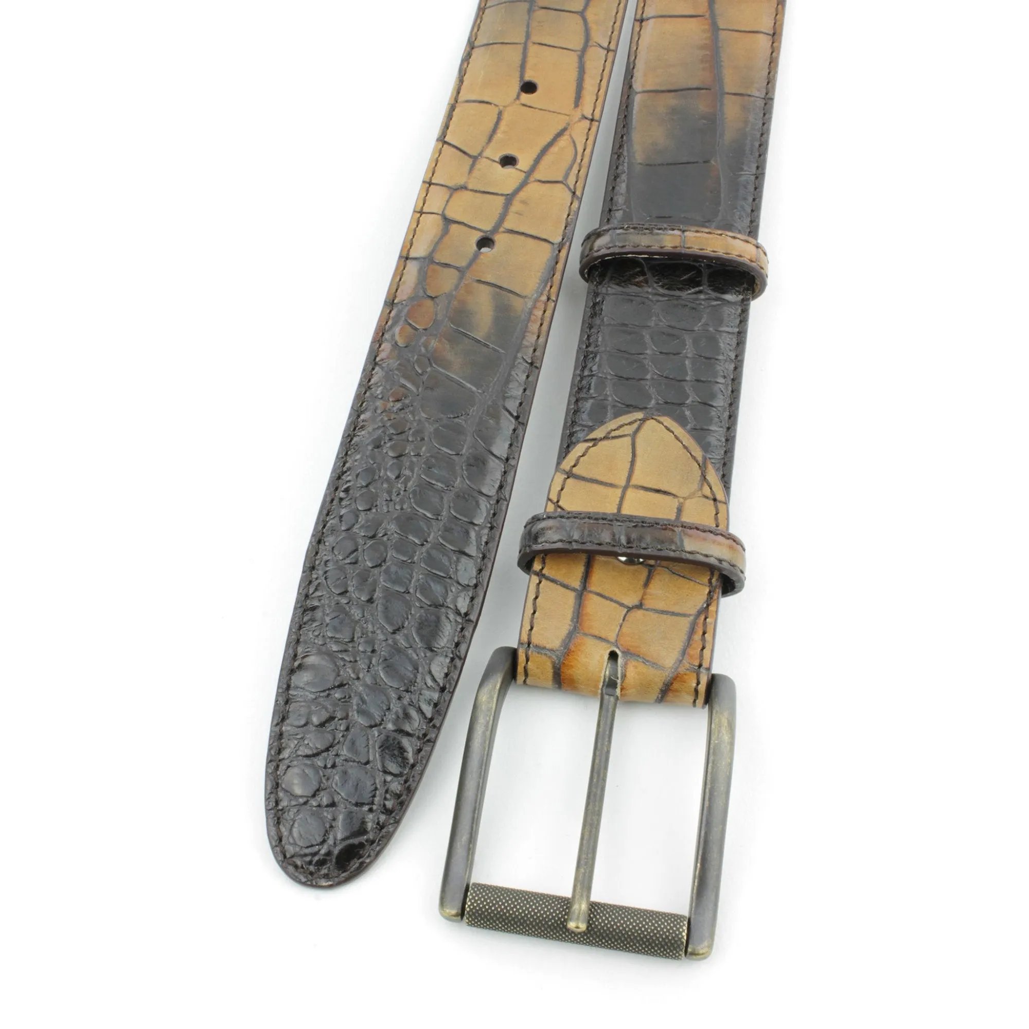 Creme Brulee tonal mock croc roller belt