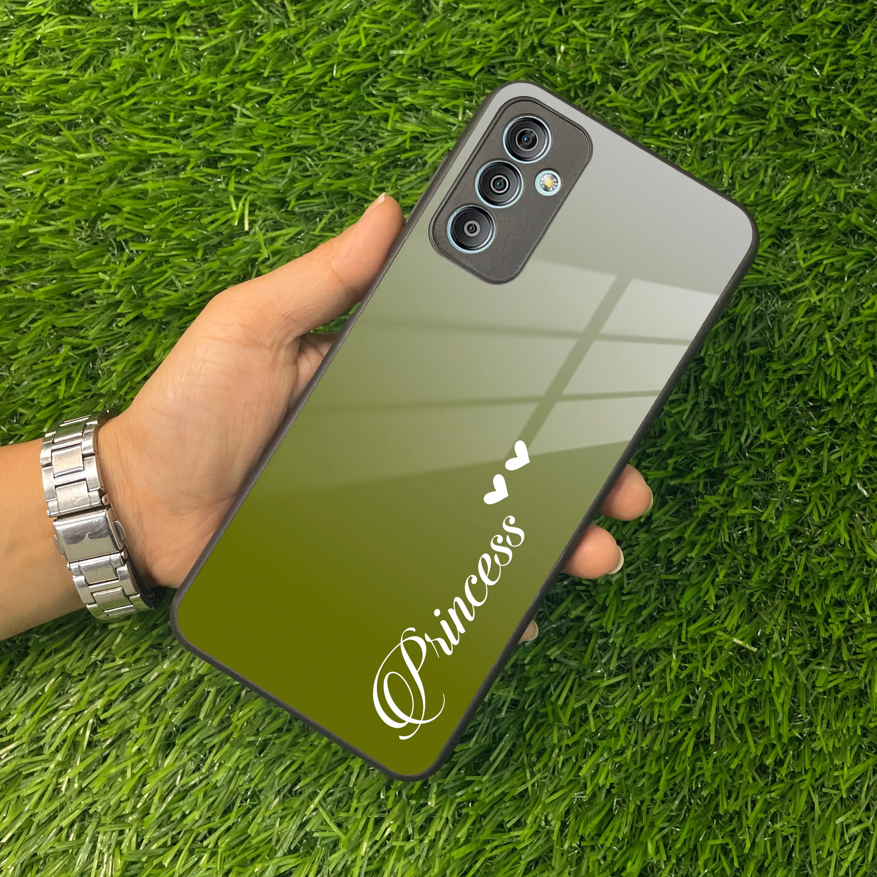 Customize Name Gradient Glass Case Cover Mint Green For Samsung