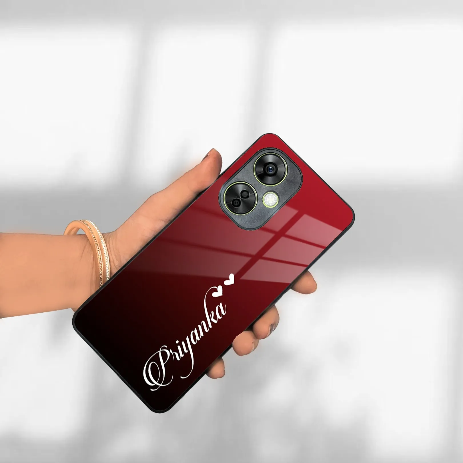 Customize Name Gradient Glass Case Cover Red Wine For Oneplus