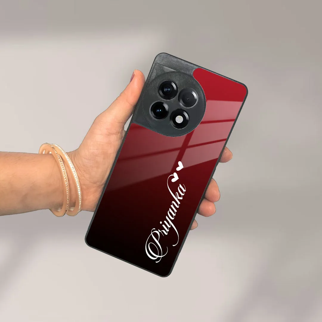 Customize Name Gradient Glass Case Cover Red Wine For Oneplus