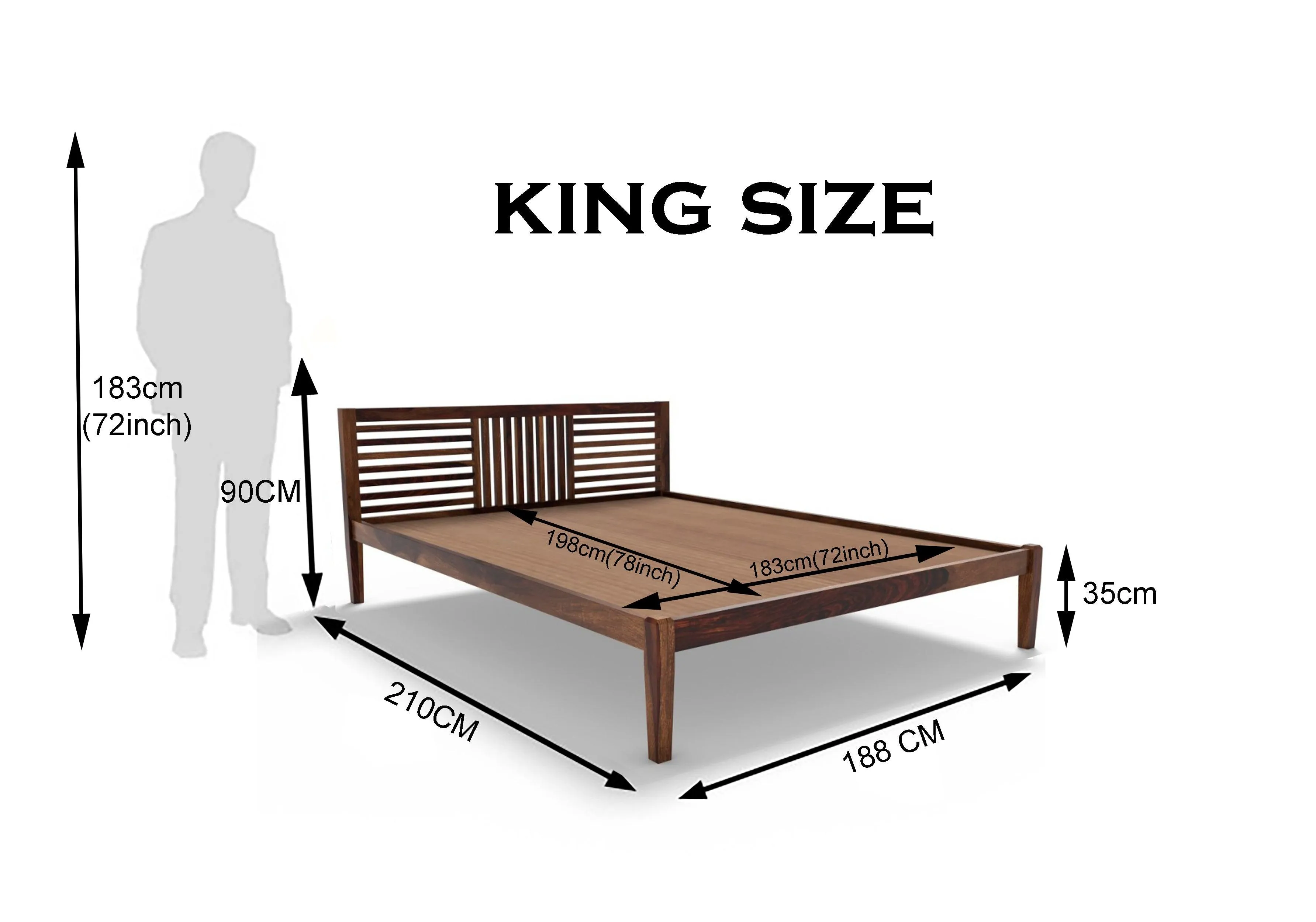 DIMO BED QUEEN Sheesham Wood (Honey Finish)