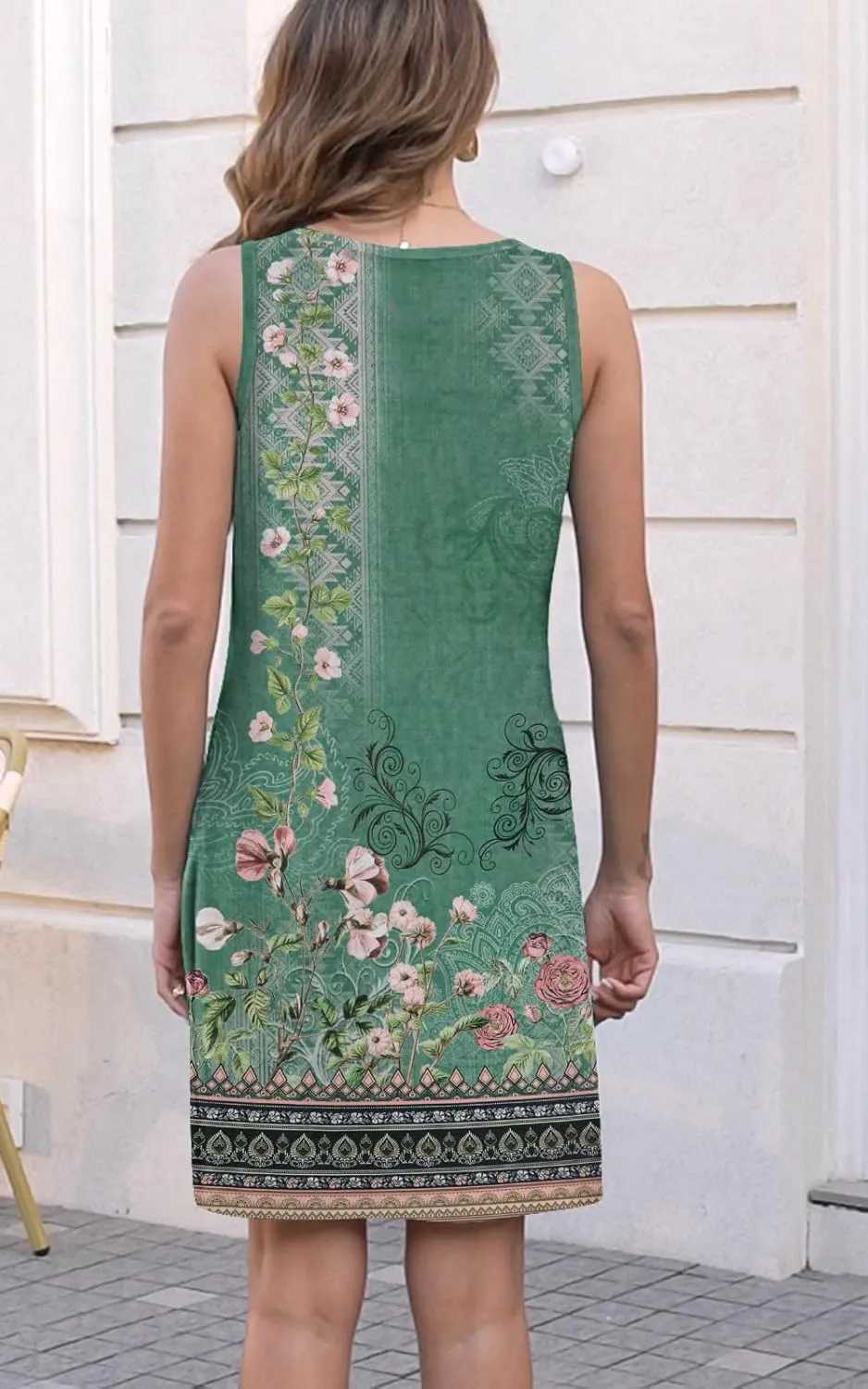 Disamer Womens Summer Dress 2025 Casual Button Down V Neck Sleeveless Boho Floral Beach Sundresses Vacation A-Line Dresses