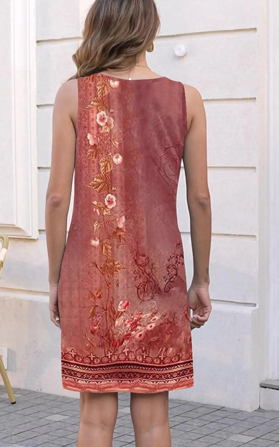 Disamer Womens Summer Dress 2025 Casual Button Down V Neck Sleeveless Boho Floral Beach Sundresses Vacation A-Line Dresses