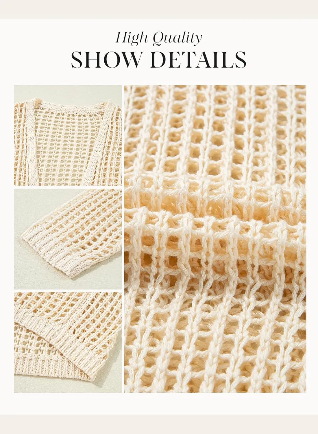 Dokotoo Womens Crochet Cardigan Sweater Boho Cover-ups Oversized Open Front Tunic Summer Outwear