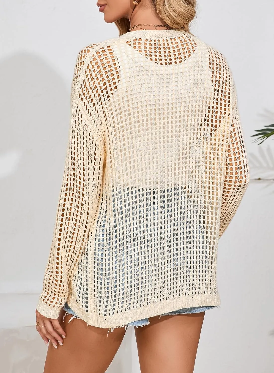 Dokotoo Womens Crochet Cardigan Sweater Boho Cover-ups Oversized Open Front Tunic Summer Outwear