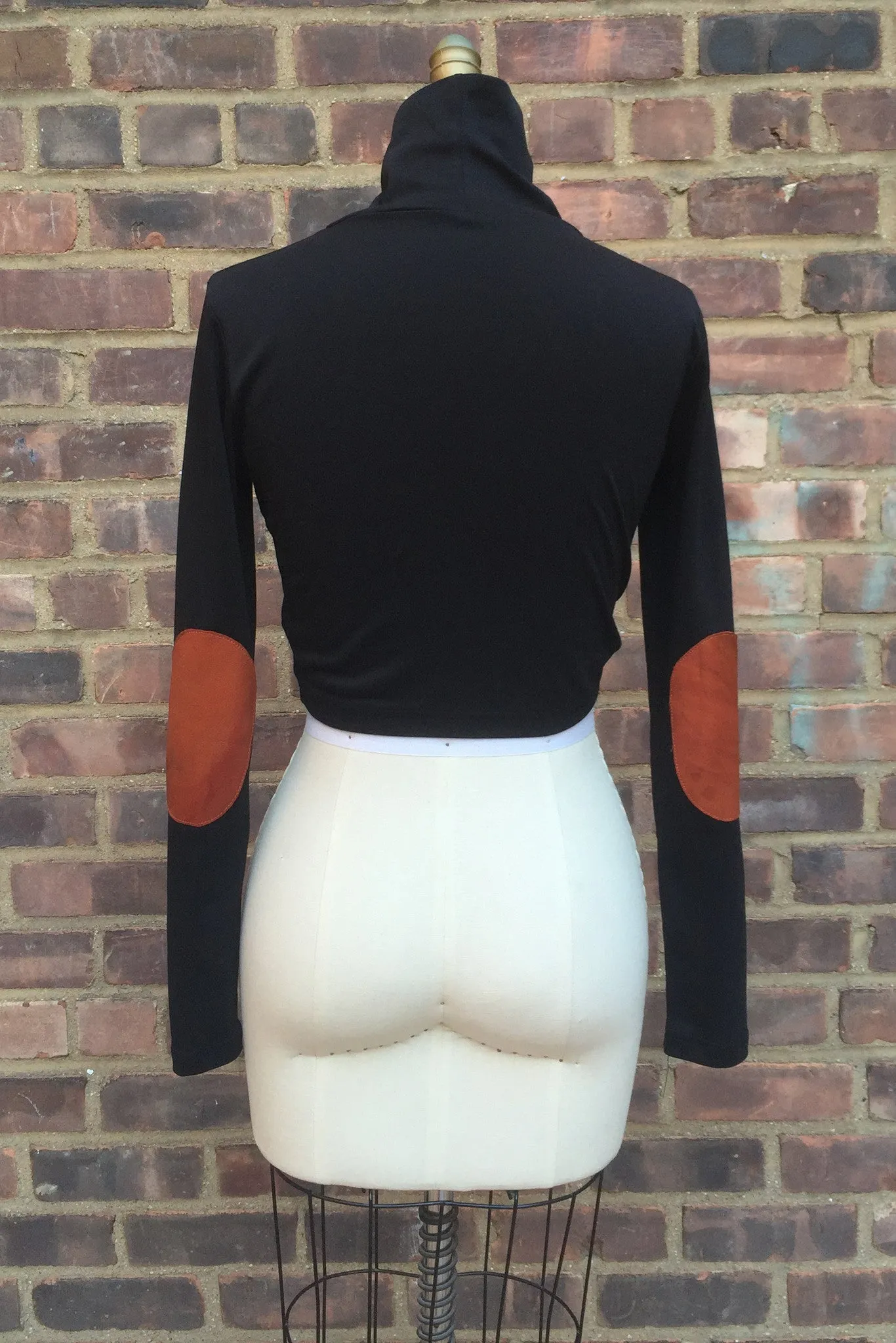 Egyptian Cotton Crop top w/leather elbow patches