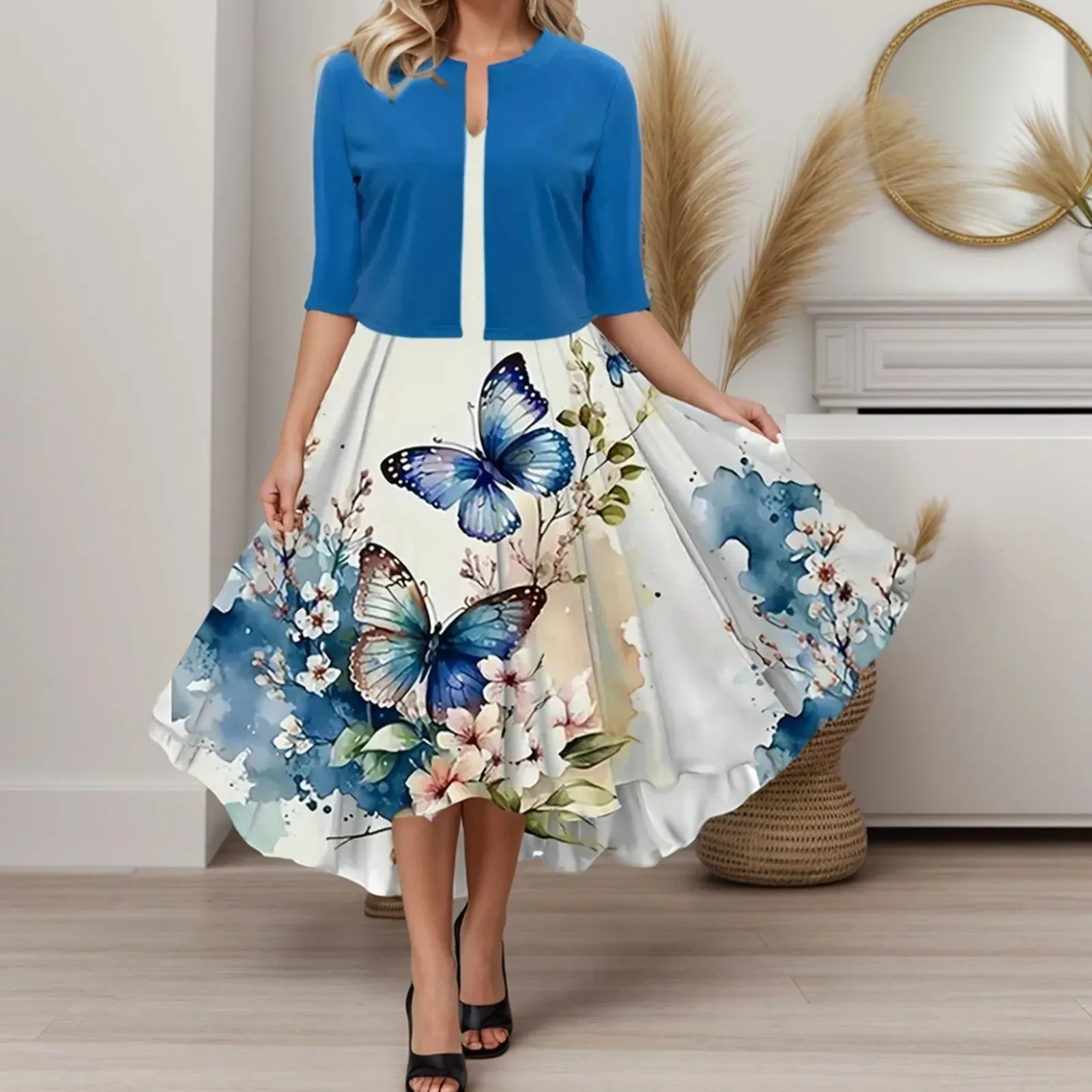 Elegant Floral Tank Dress and Top Set