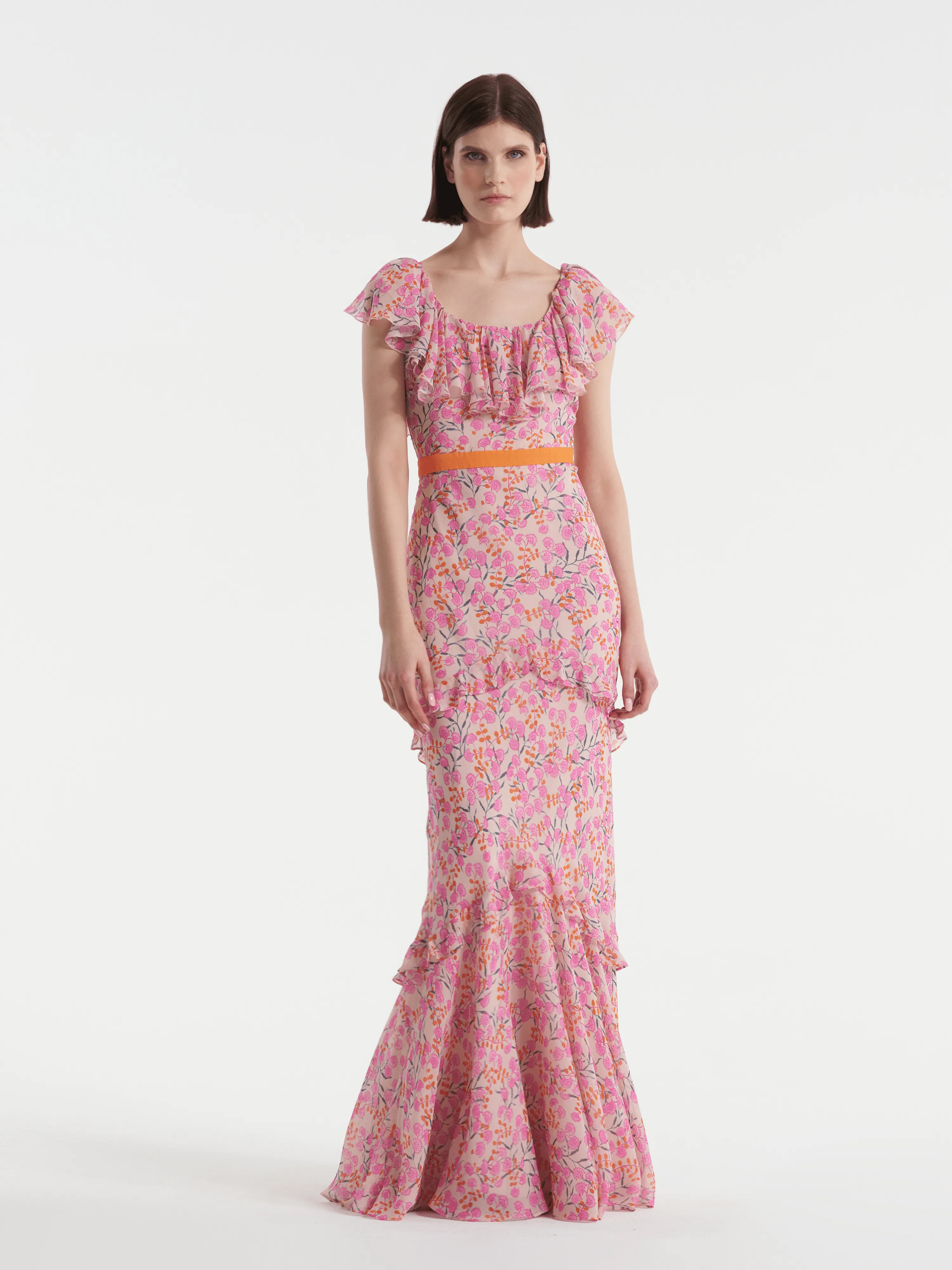 Ella Long Dress in Samphire Tangerine