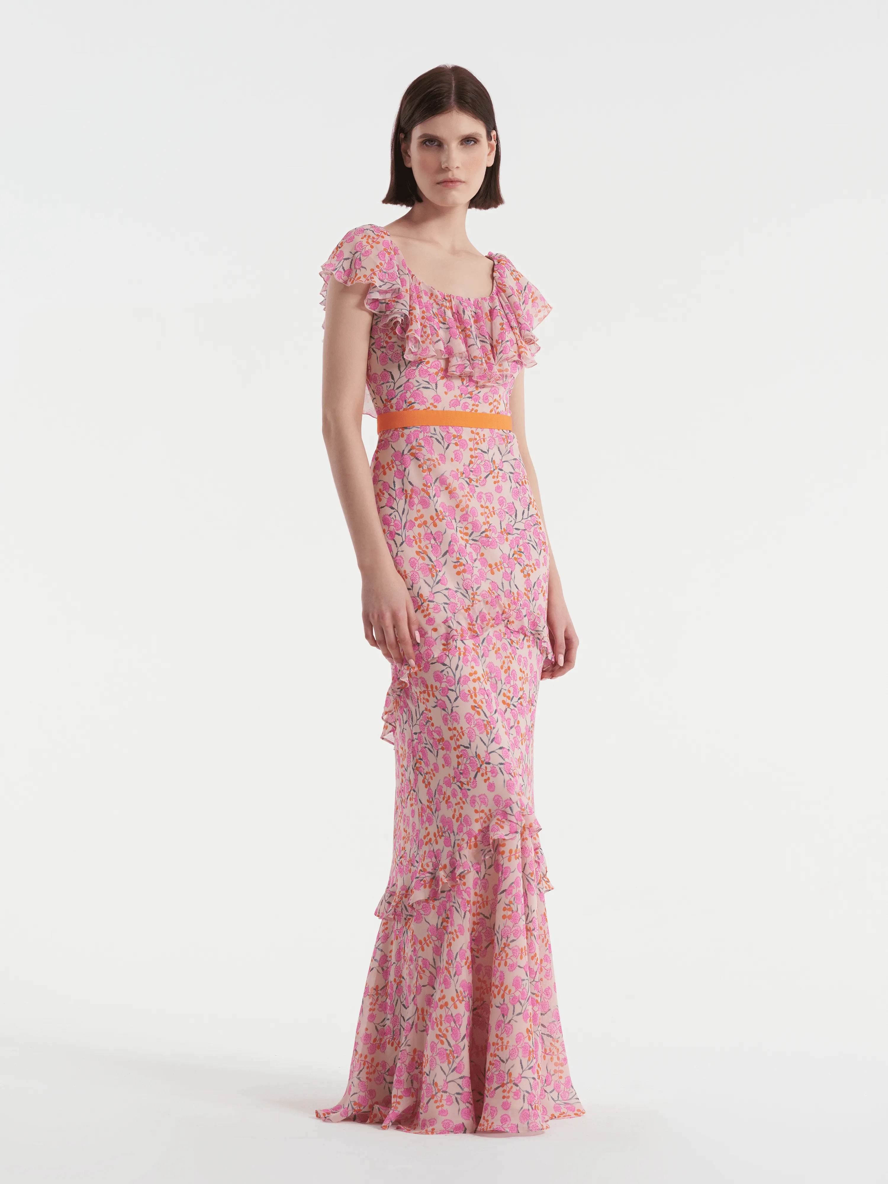 Ella Long Dress in Samphire Tangerine