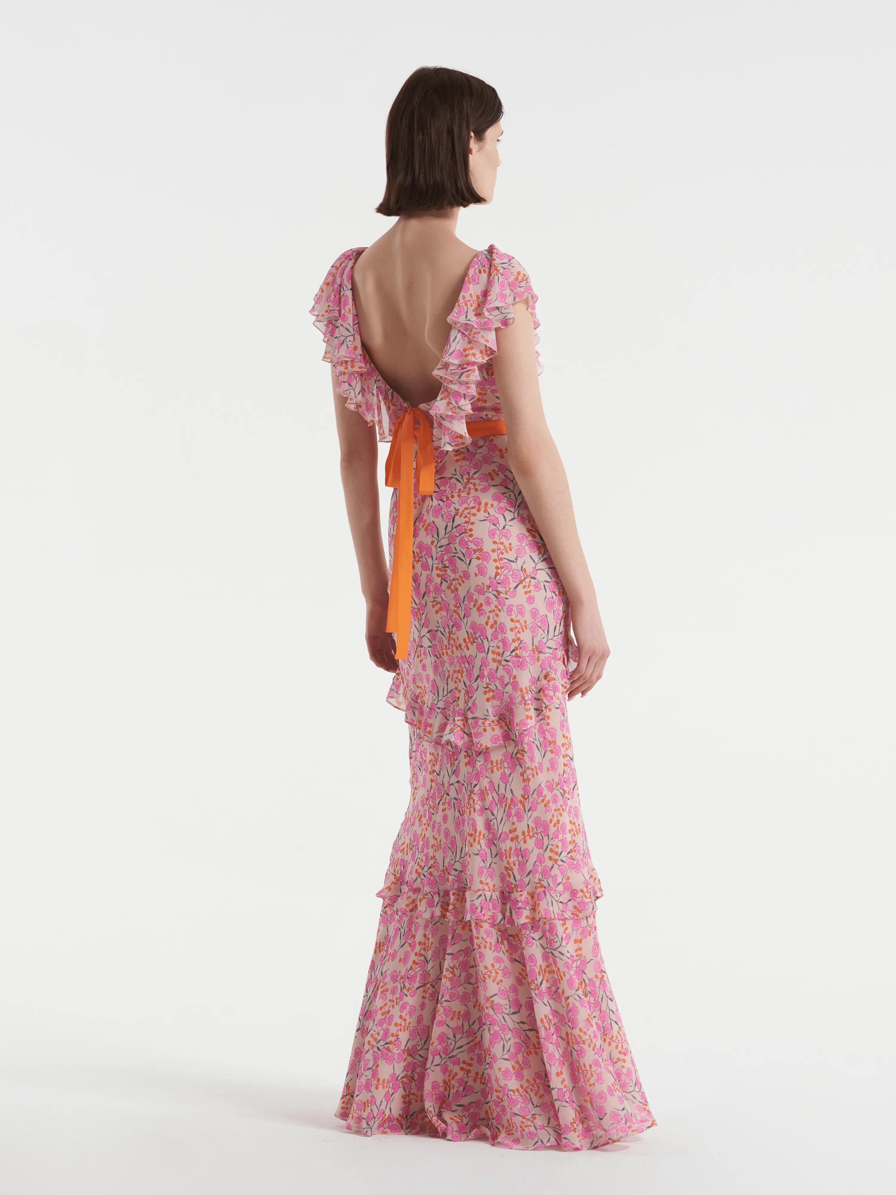 Ella Long Dress in Samphire Tangerine