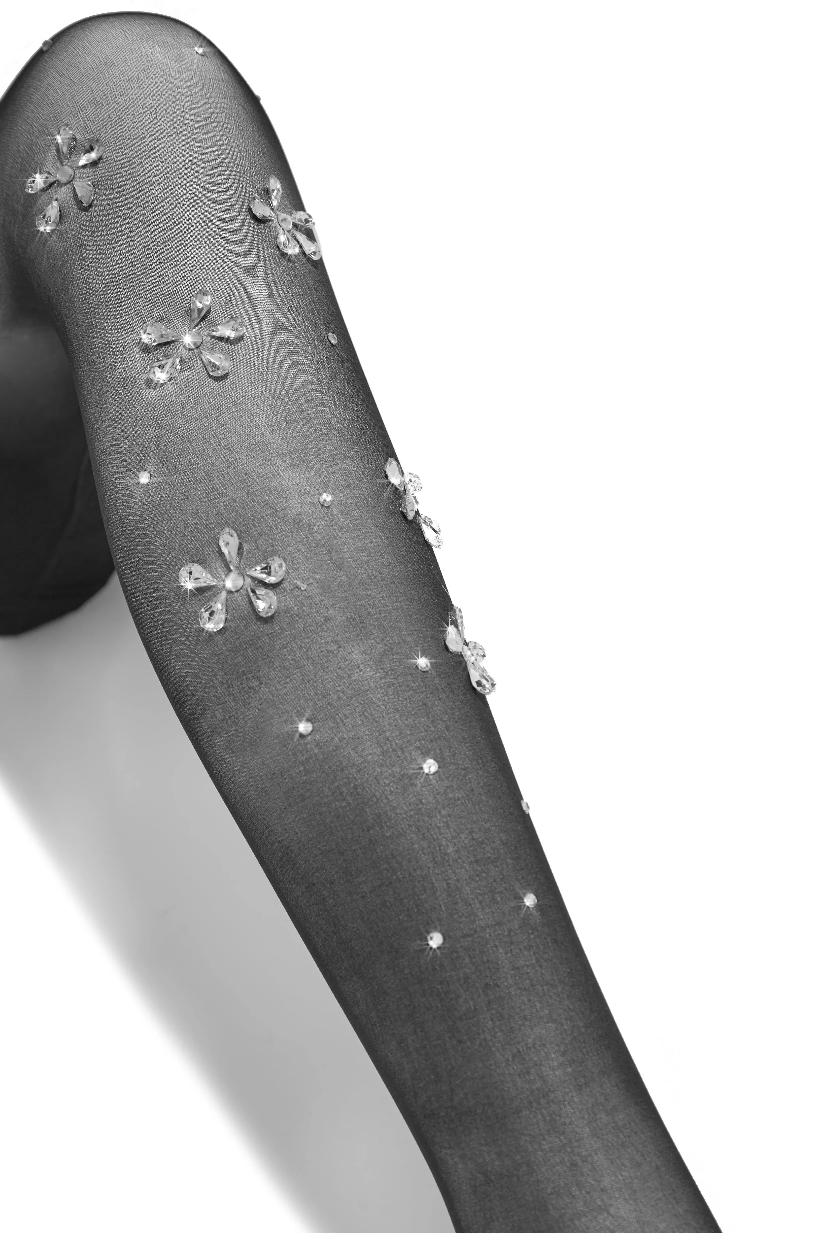 Forget Me Not Embellished Sheer Tights - Black