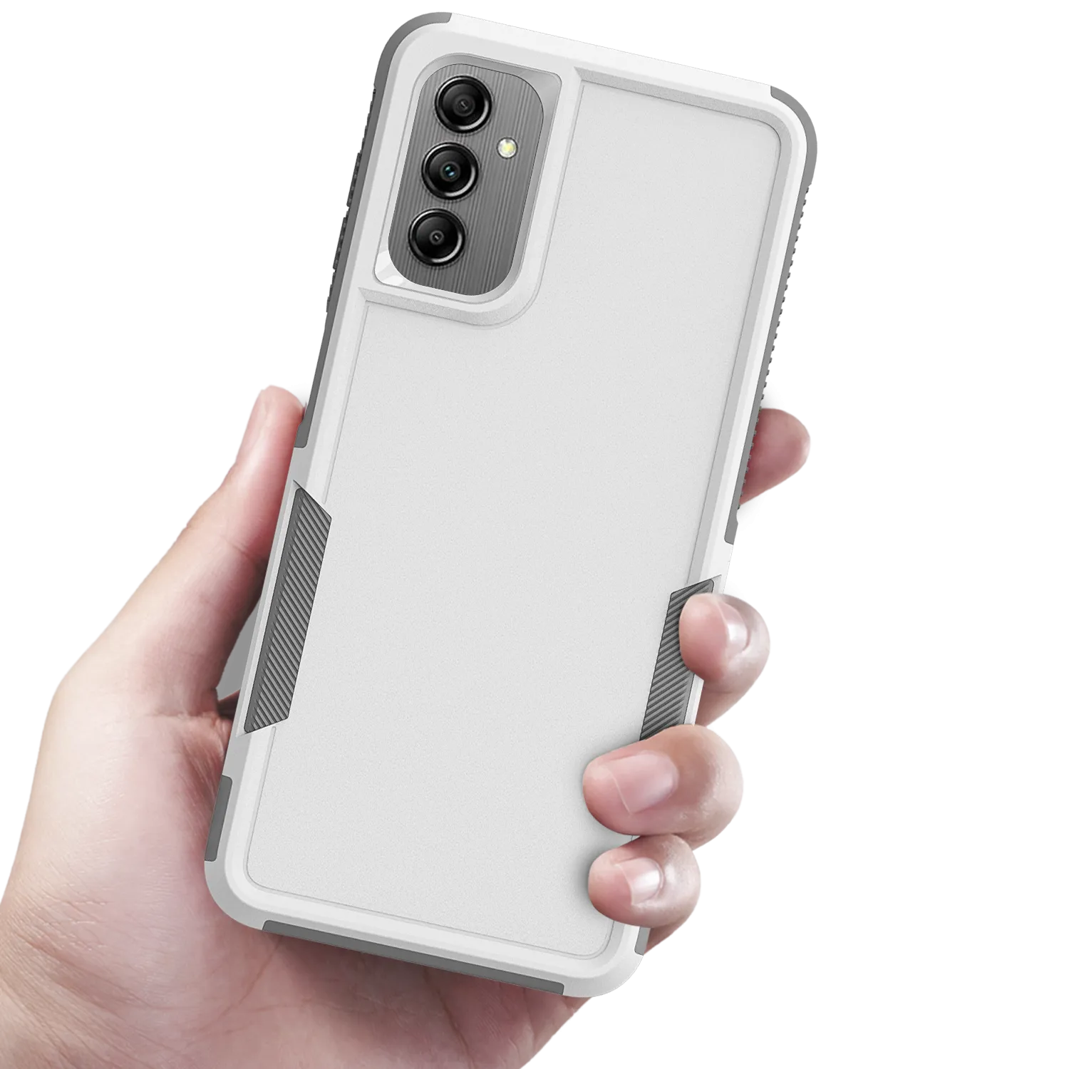 Galaxy A14 5G Grip Case   2 Glass Screen Protectors for Samsung Galaxy A14 5G (White/Gray)