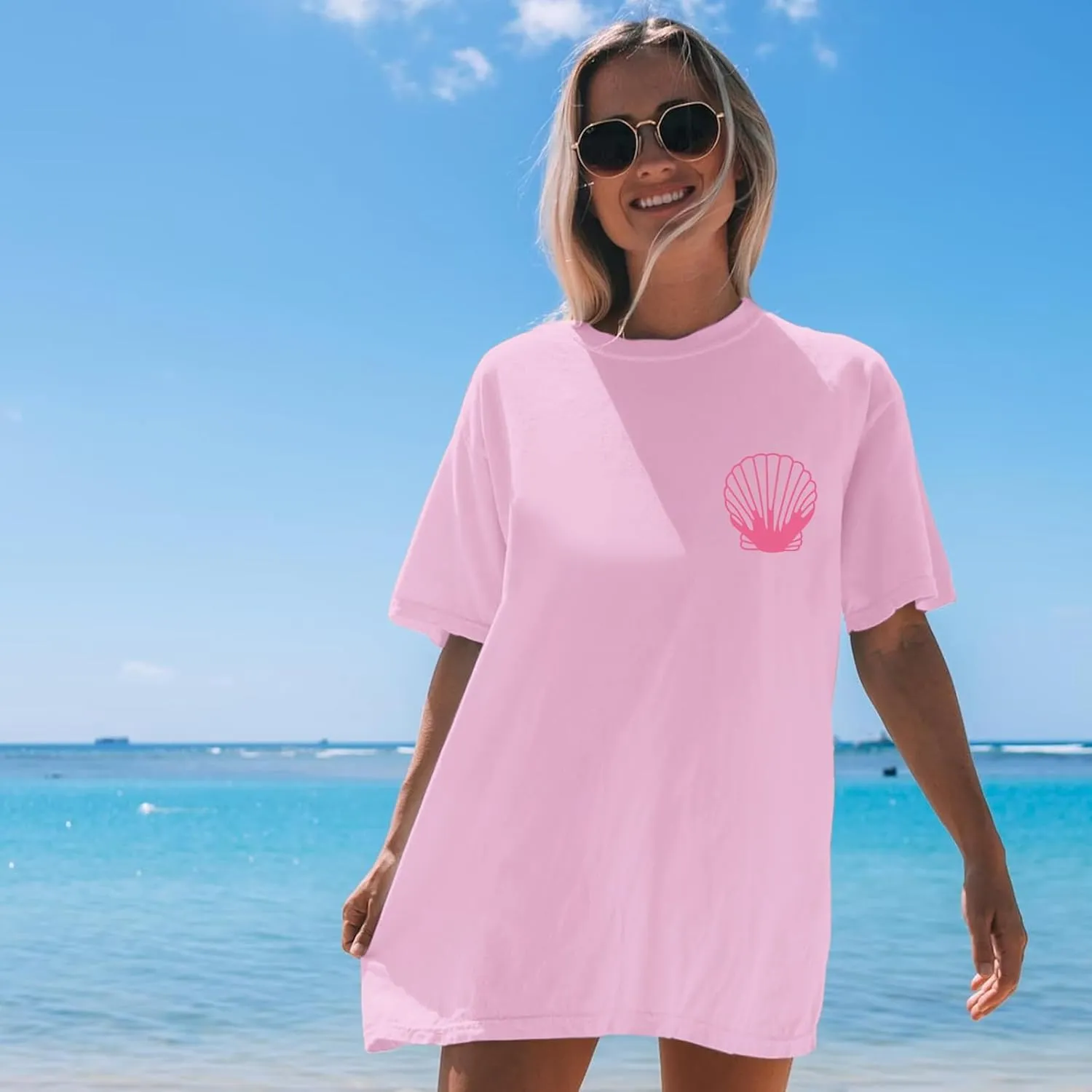Hawaiian T Shirts for Women Oversized Aesthetic Hibiscus Flower Beach Shirt Teens Preppy Tropical Graphic Tee Tops