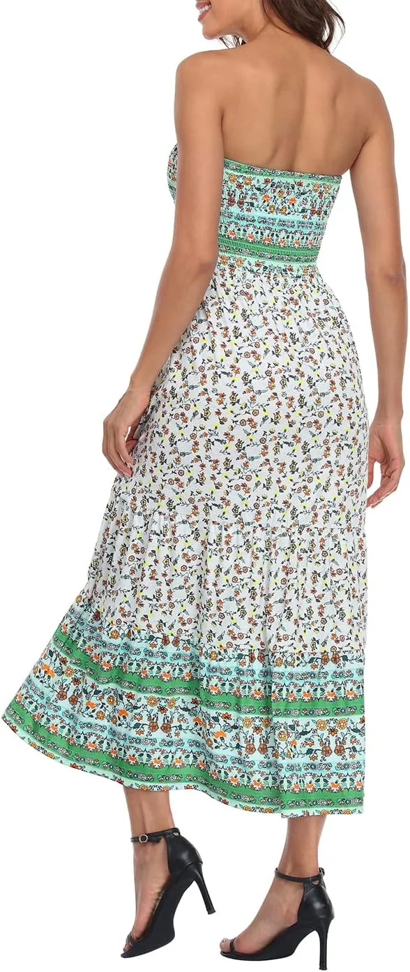 HDE Women's Strapless Maxi Dress Plus Size Tube Top Long Skirt Sundress Cover Up
