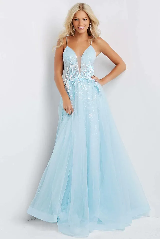 JVN by Jovani 07637 Light Pink Tulle A-Line Dress