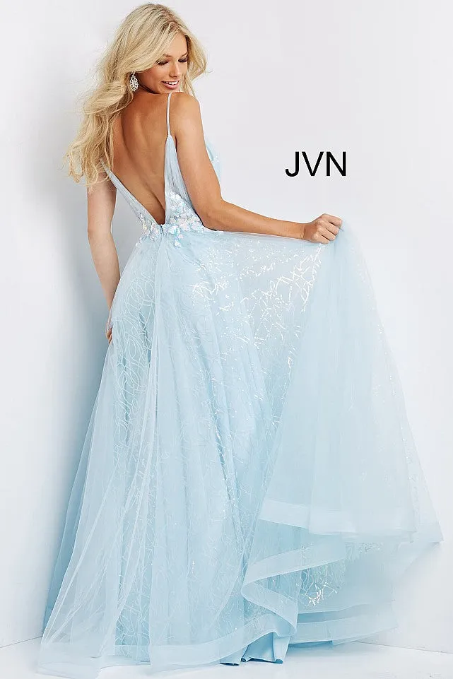 JVN by Jovani 07637 Light Pink Tulle A-Line Dress