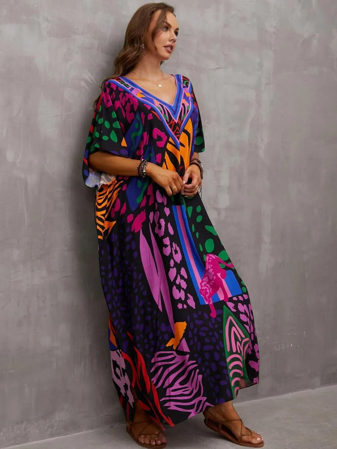 Kaftan Dresses for Women Plus Size Bathing Suit Cover up Caftan Maxi Beach Dresses