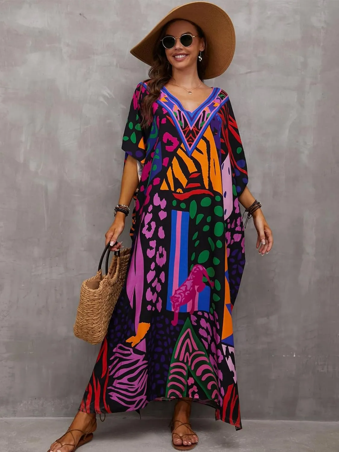 Kaftan Dresses for Women Plus Size Bathing Suit Cover up Caftan Maxi Beach Dresses